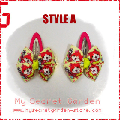 Yo-Kai Watch 妖怪ウォッチJibanyan & Anpanman Anime Grosgrain Ribbon Girls Hair Bows Clip BB Hair Pin